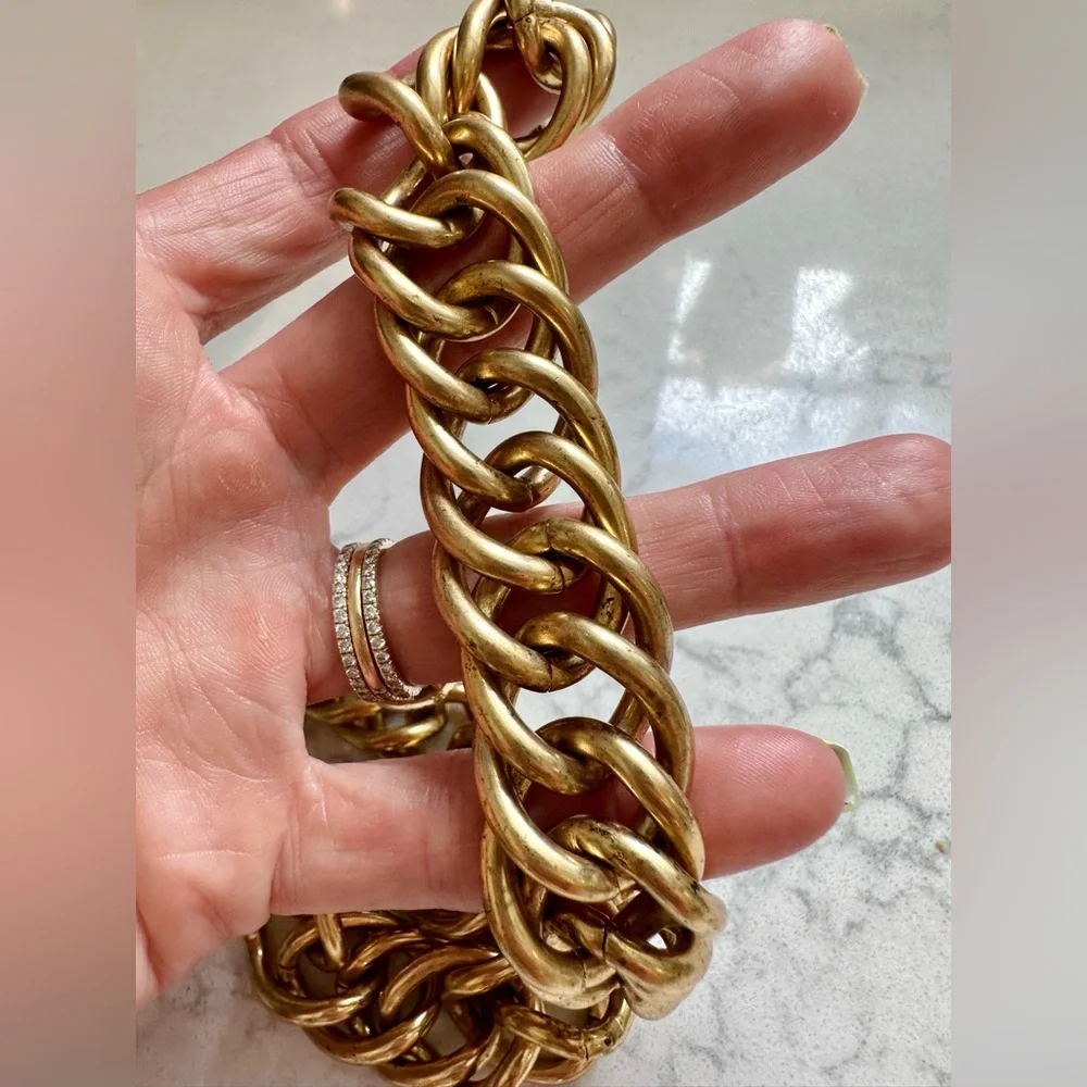 Elizabeth Cole Chunky Gold Link Statement Necklace